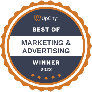 UpCity 2022 Best of Marketing & Advertising Award badge.