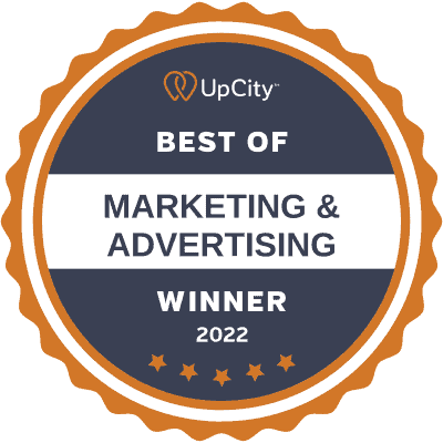 UpCity 2022 Best of Marketing & Advertising Award badge.