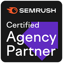 SEMrush badge certifying the company as an Agency Partner.