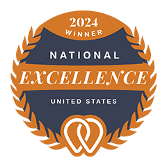 2024 National Excellence Award badge for the United States by UpCity.